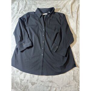 Women’s Foxcroft Button Up Blouse Black 3/4 Sleeves Plus 18W
